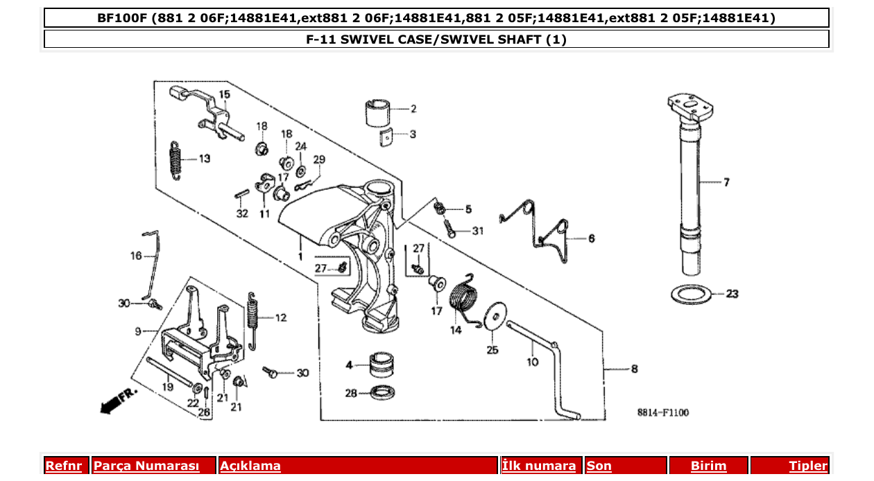 Fig. F-11 – SWIVEL CASE/SWIVEL SHAFT (1) diagram