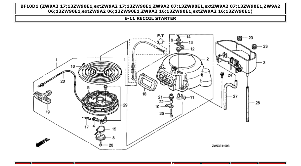 bf10d1 – section E-11 RECOIL STARTER parts diagram
