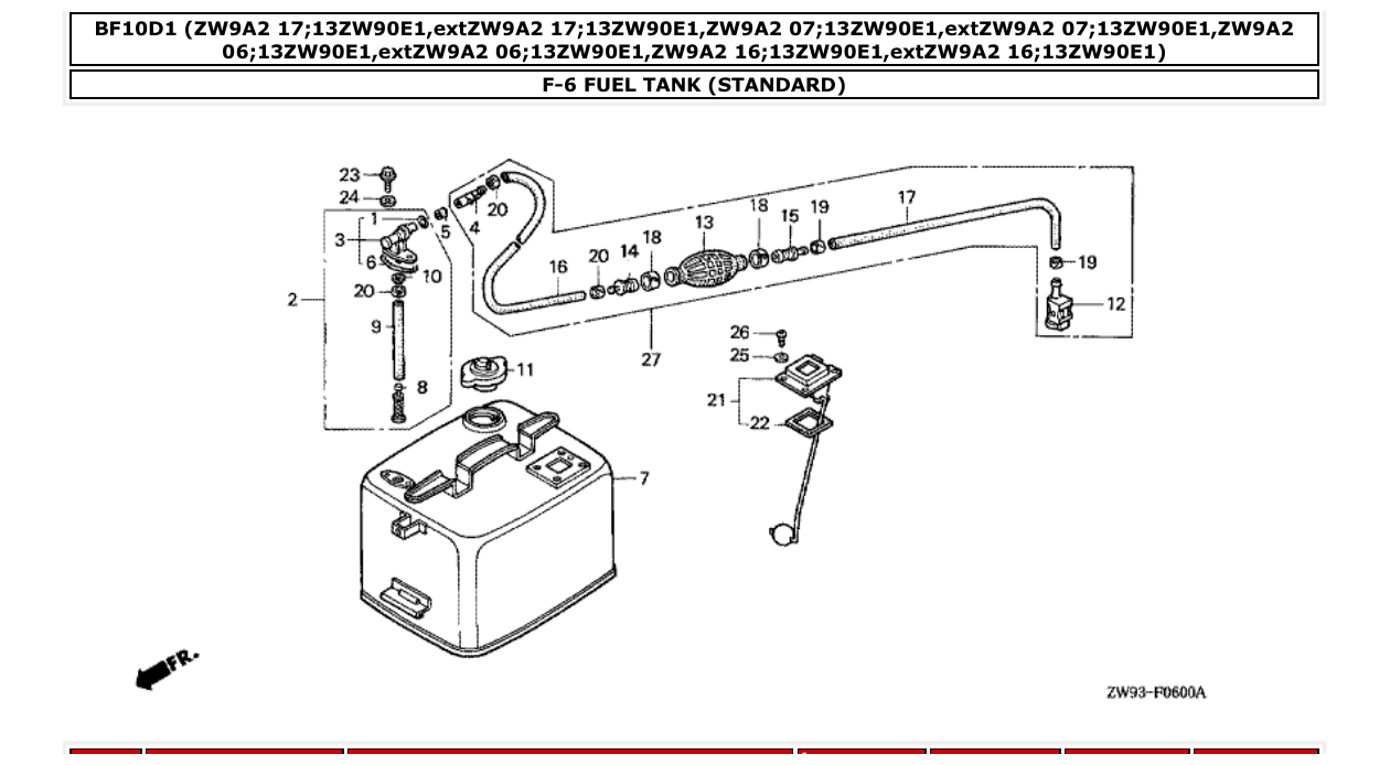 bf10d1 – section F-6 FUEL TANK (STANDARD) parts diagram
