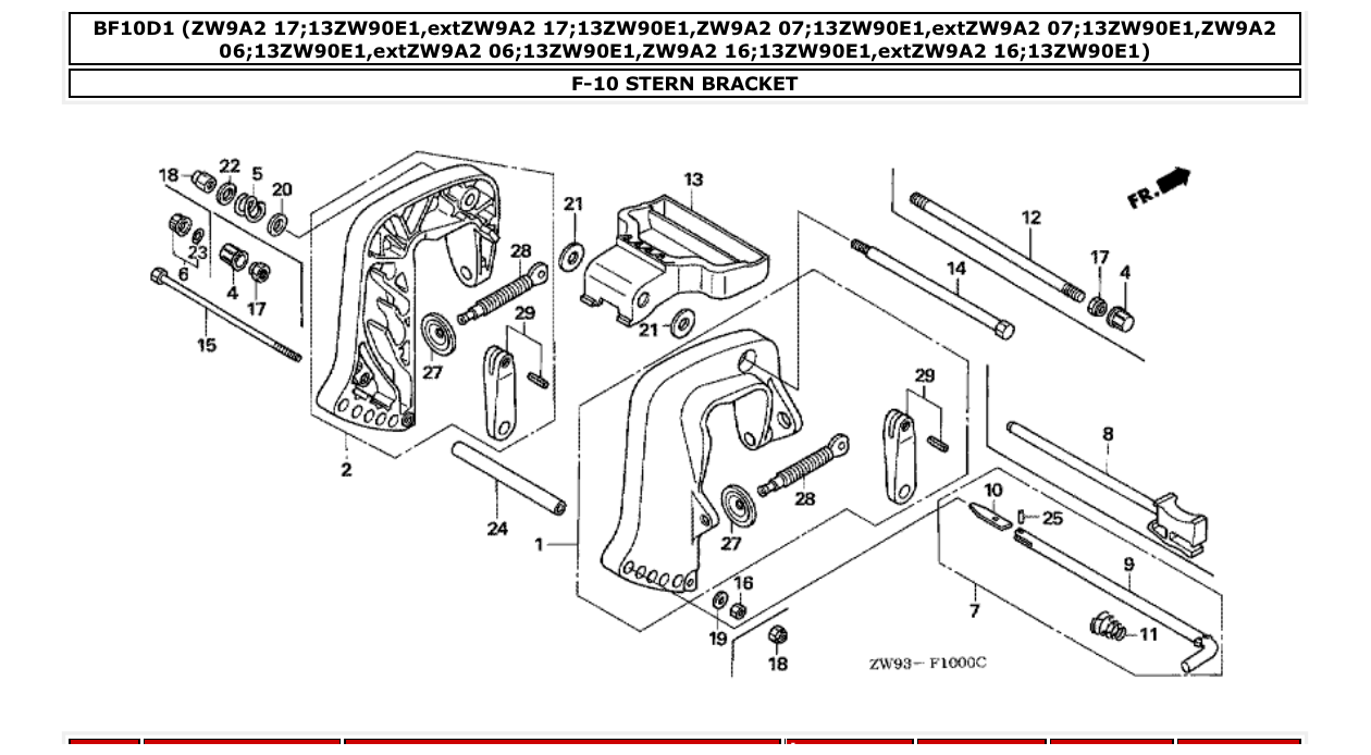 bf10d1 – section F-10 STERN BRACKET parts diagram