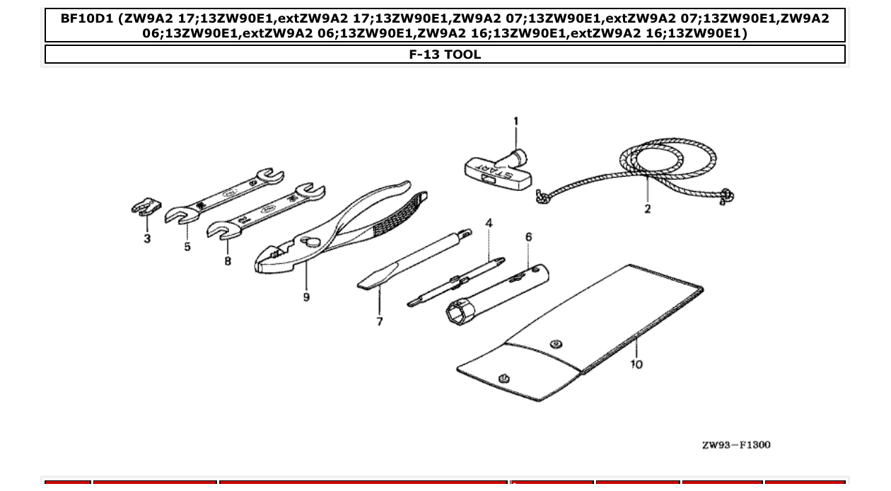bf10d1 – section F-13 TOOL parts diagram