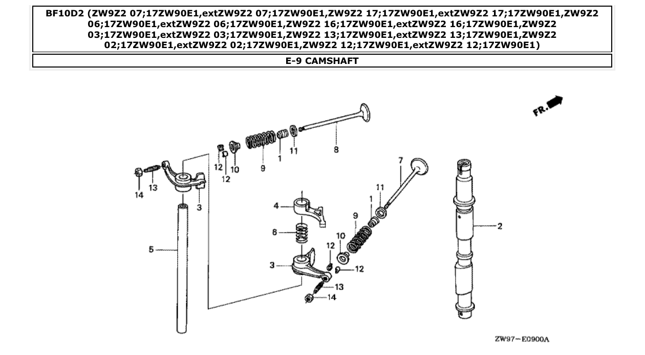 Fig. E-9 – CAMSHAFT diagram