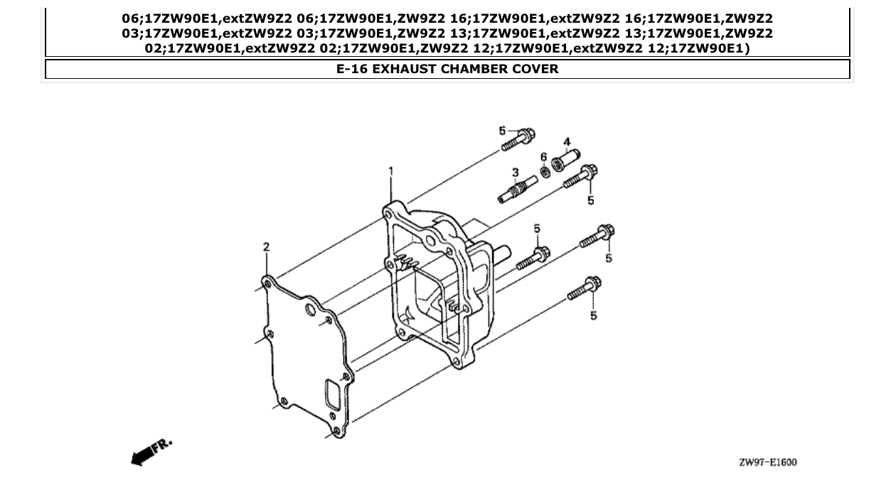 Fig. E-16 – EXHAUST CHAMBER COVER diagram