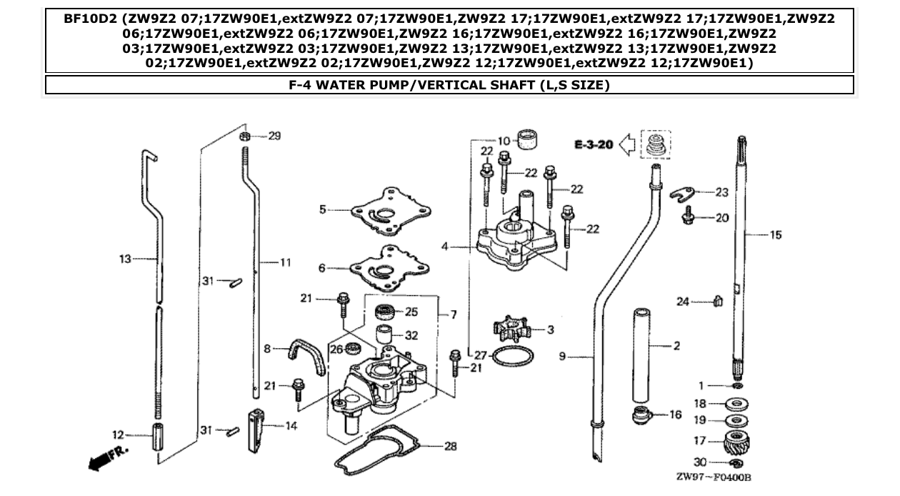 Fig. F-4 – WATER PUMP/VERTICAL SHAFT (L,S SIZE) diagram