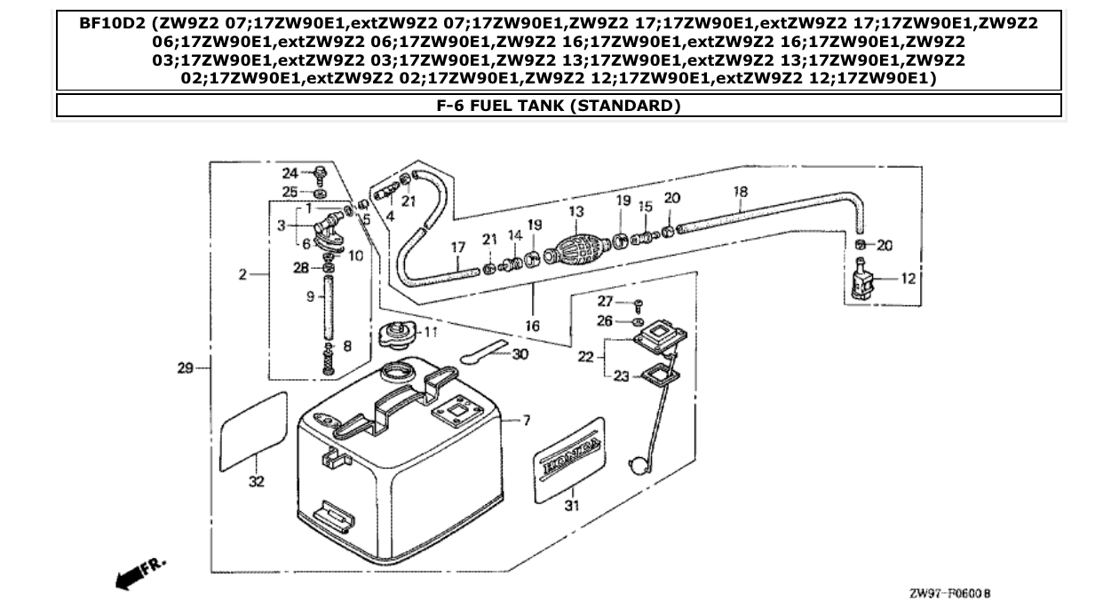 Fig. F-6 – FUEL TANK (STANDARD) diagram