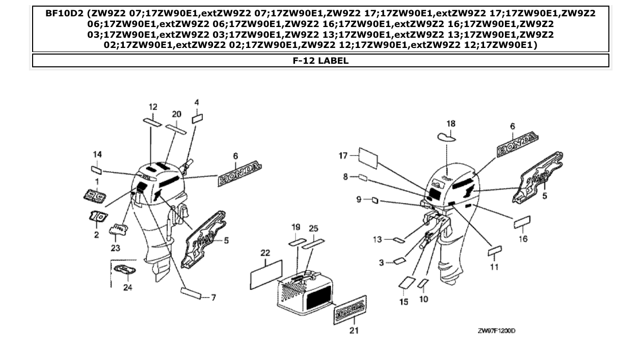 bf10d2 – section F-12 LABEL parts diagram