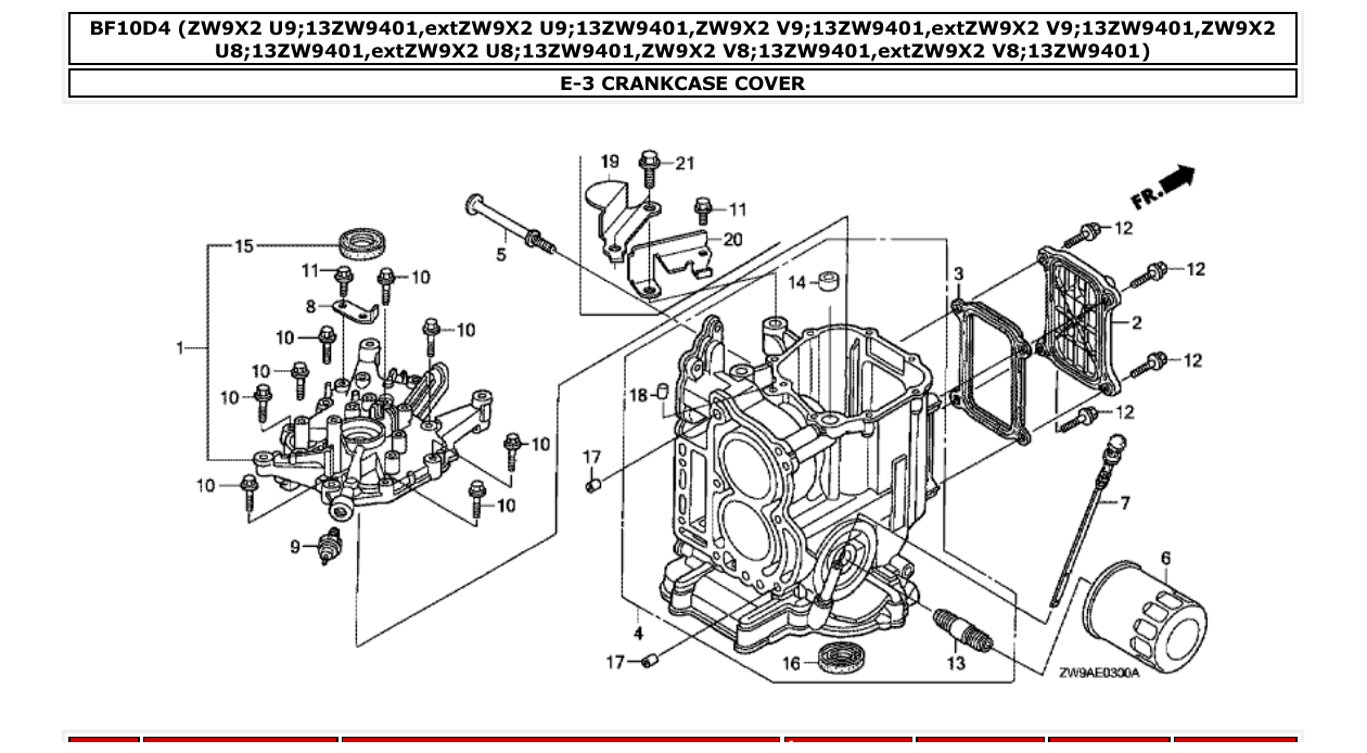 Fig. E-3 – CRANKCASE COVER diagram