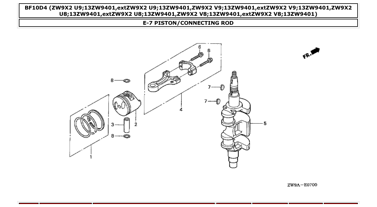 Fig. E-7 – PISTON/CONNECTING ROD diagram