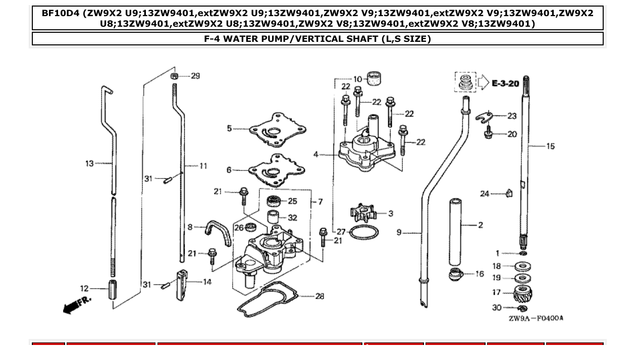 Fig. F-4 – WATER PUMP/VERTICAL SHAFT (L,S SIZE) diagram