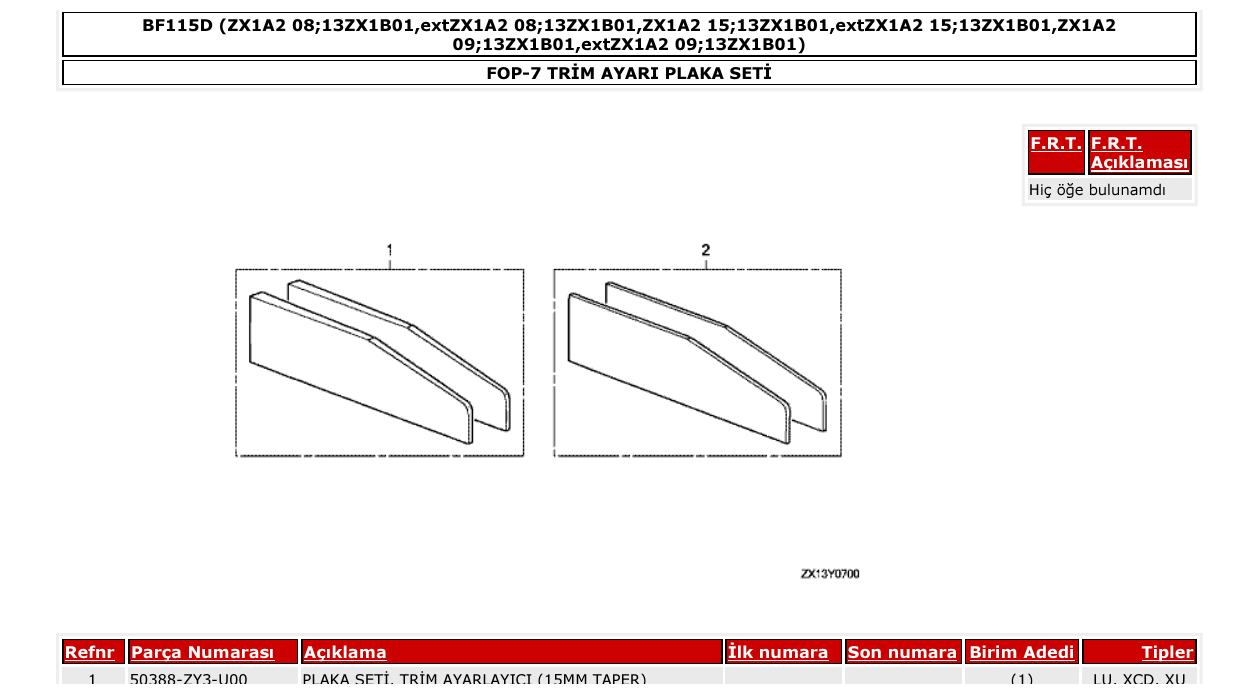 Fig. FOP-7 – TRİM AYARI PLAKA SETİ diagram