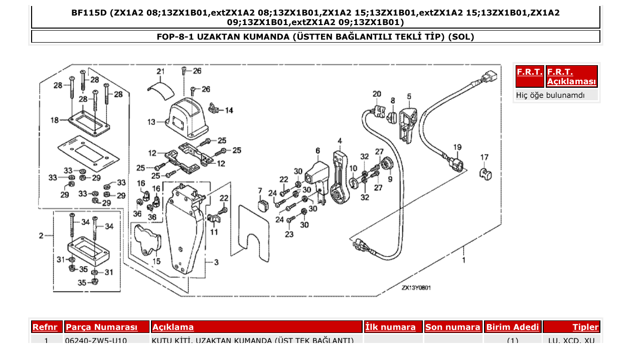 Fig. FOP-8-1 – UZAKTAN KUMANDA (ÜSTTEN BAĞLANTILI TEKLİ TİP) (SOL) diagram