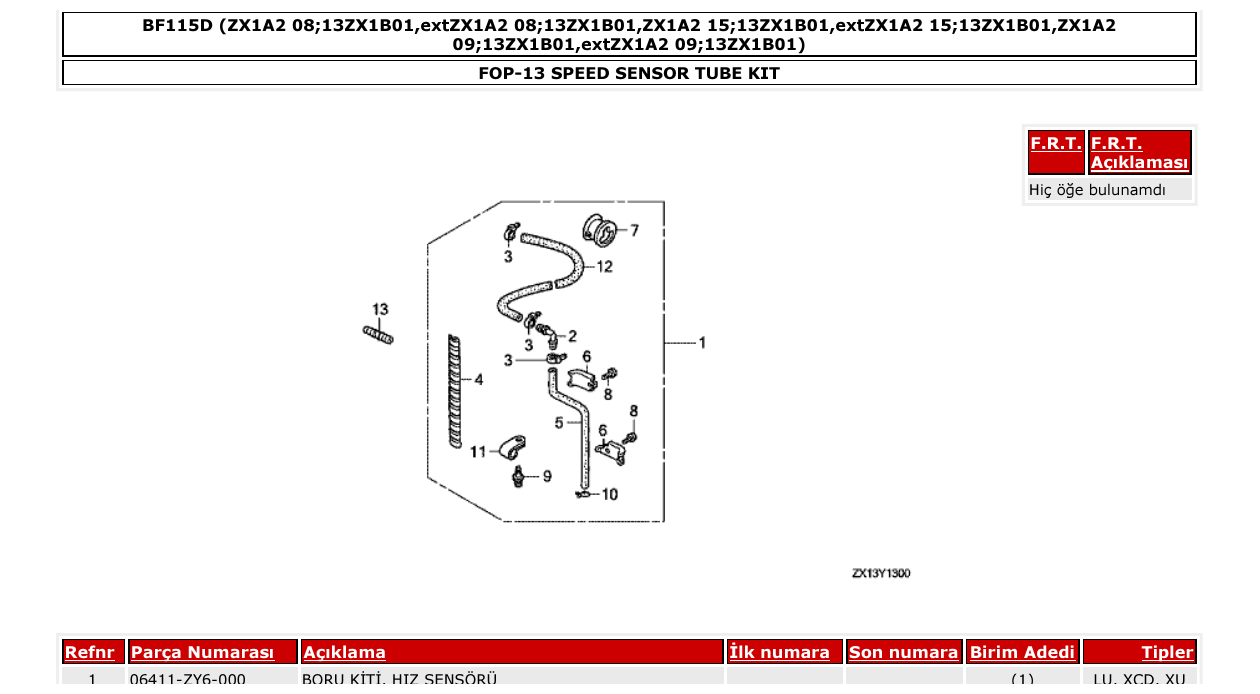 Fig. FOP-13 – SPEED SENSOR TUBE KIT diagram