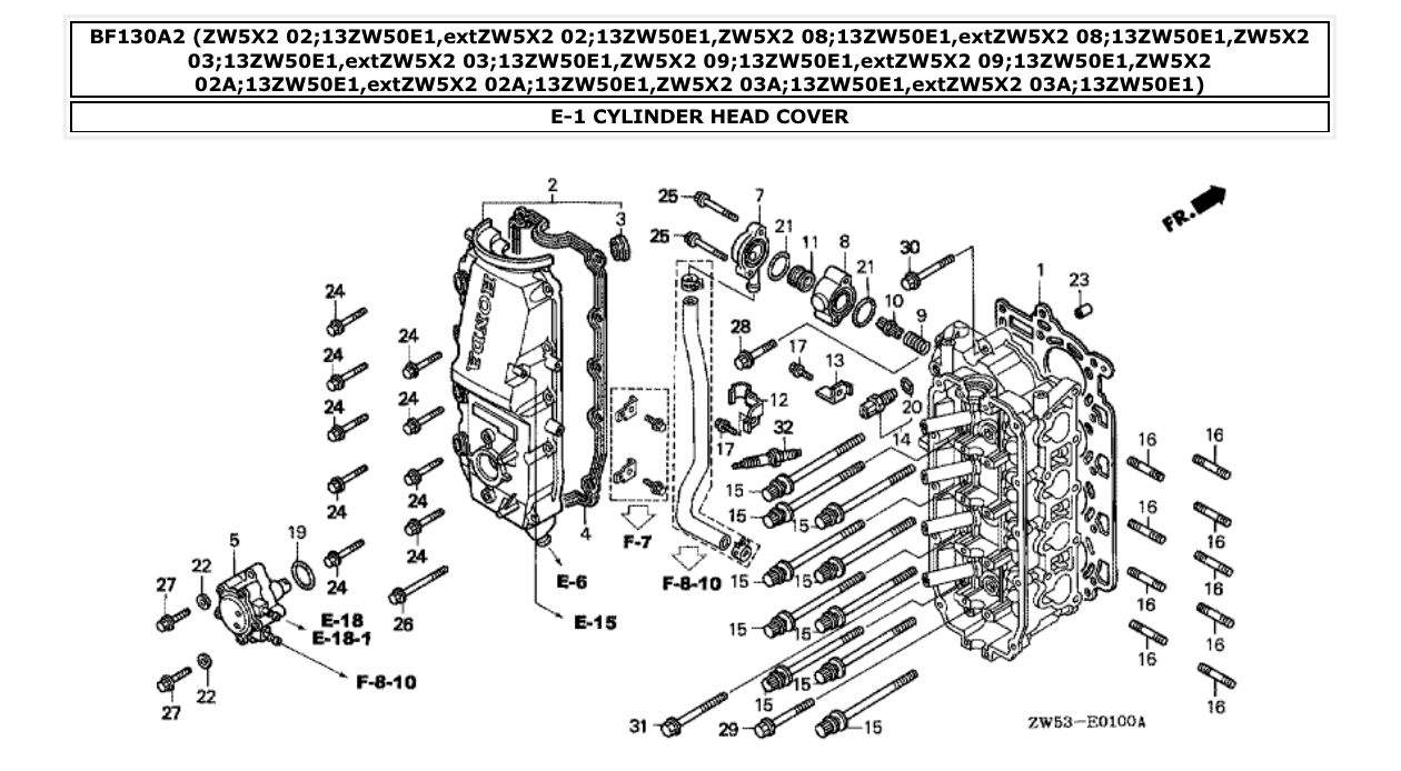Fig. E-1 – CYLINDER HEAD COVER diagram