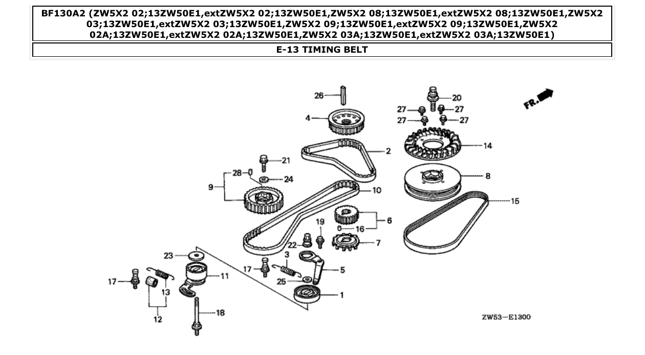 Fig. E-13 – TIMING BELT diagram