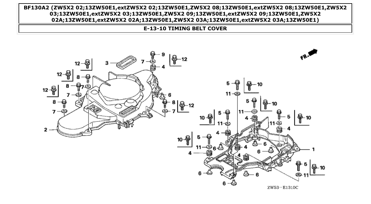 Fig. E-13-10 – TIMING BELT COVER diagram