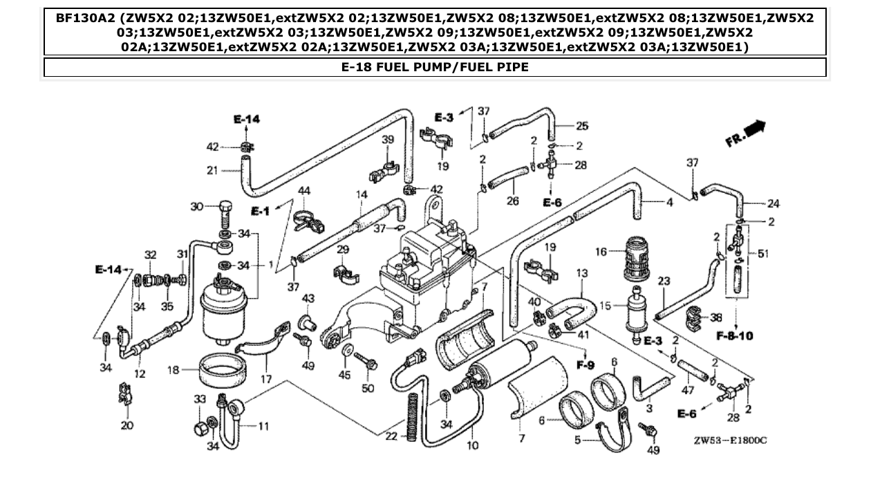 Fig. E-18 – FUEL PUMP/FUEL PIPE diagram