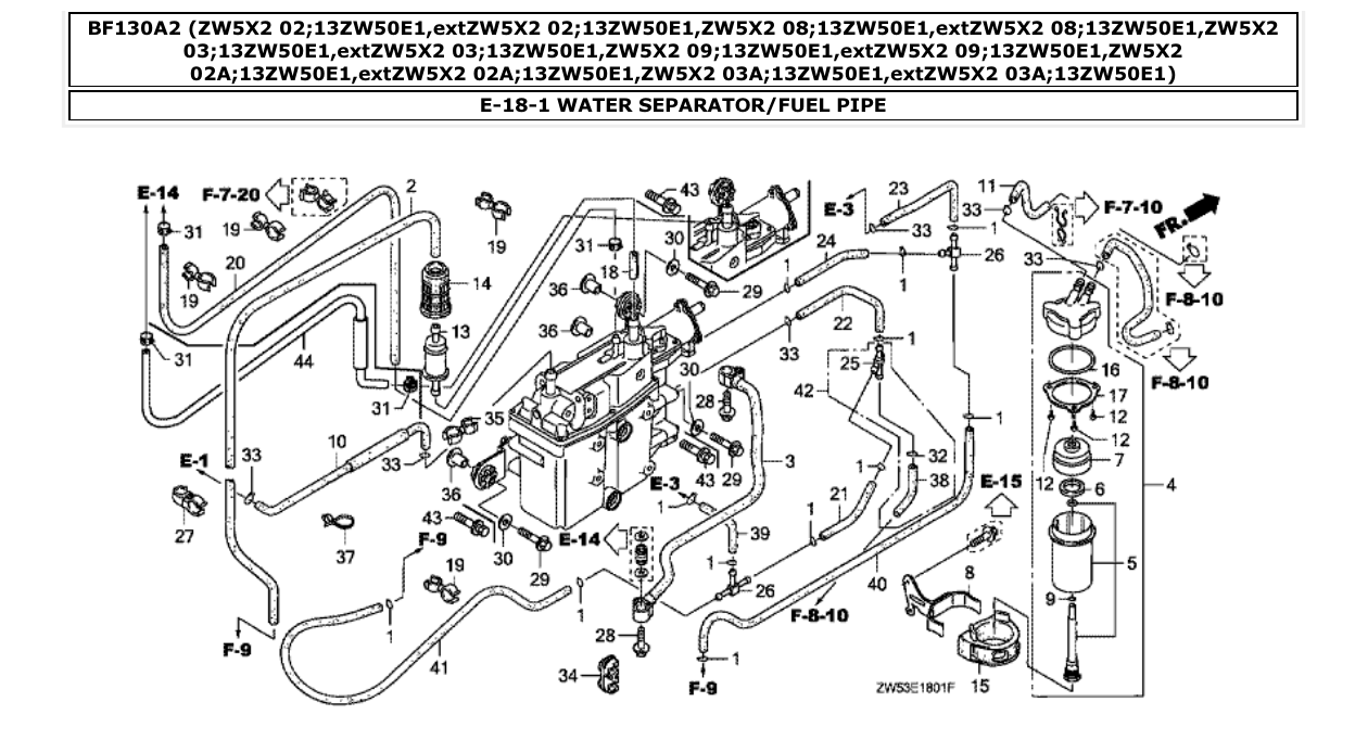 Fig. E-18-1 – WATER SEPARATOR/FUEL PIPE diagram