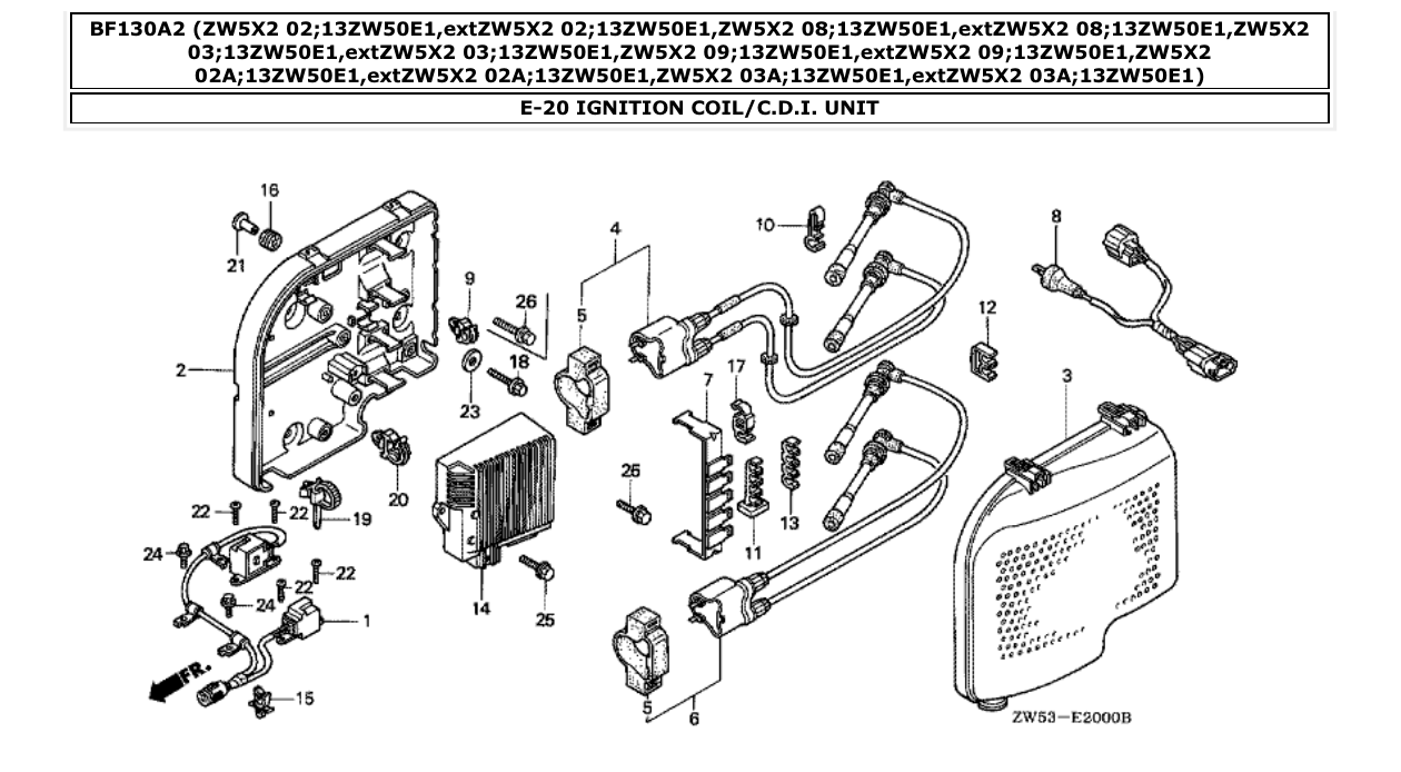 Fig. E-20 – IGNITION COIL/C.D.I. UNIT diagram