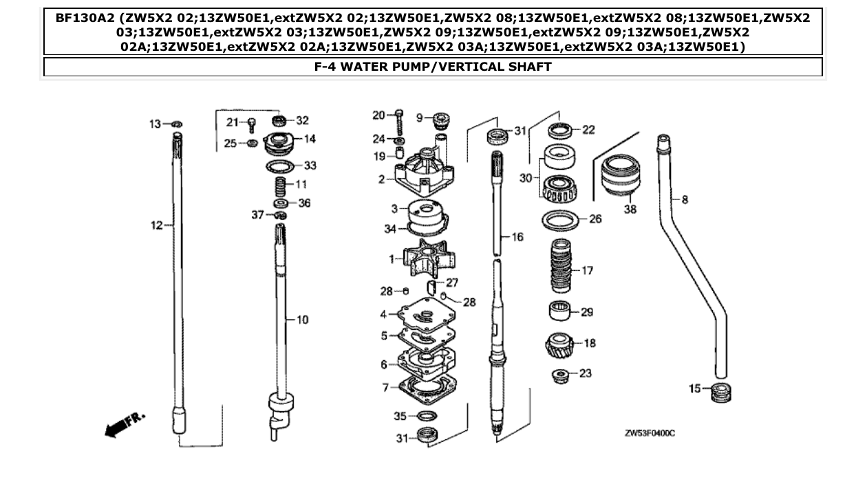 Fig. F-4 – WATER PUMP/VERTICAL SHAFT diagram
