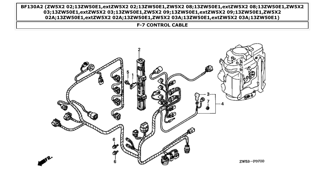 bf130a2 – section F-7 CONTROL CABLE parts diagram