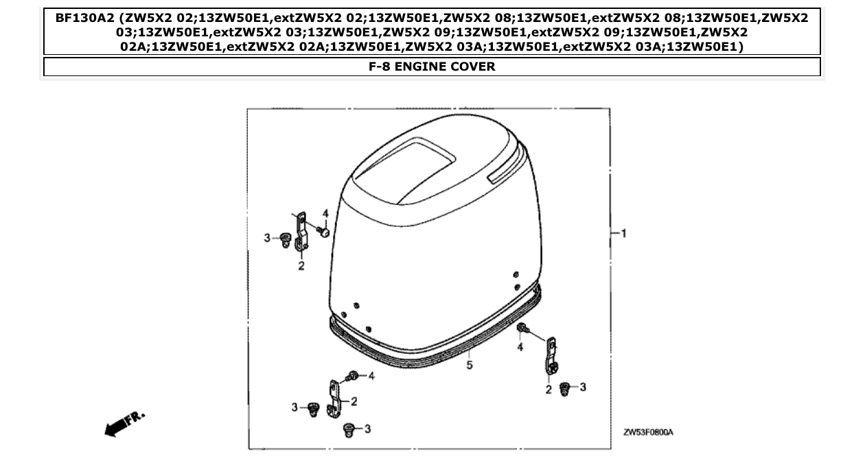 bf130a2 – section F-8 ENGINE COVER parts diagram