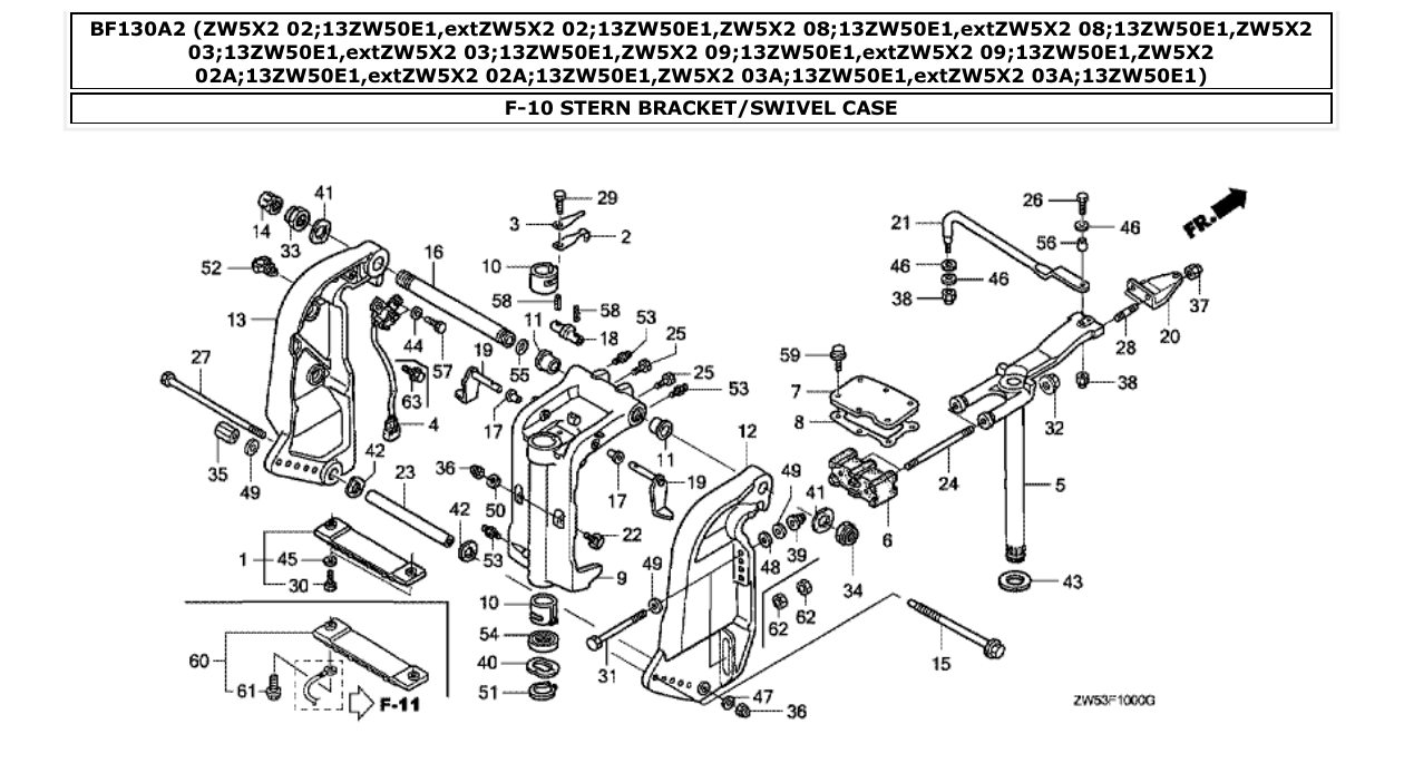 Fig. F-10 – STERN BRACKET/SWIVEL CASE diagram