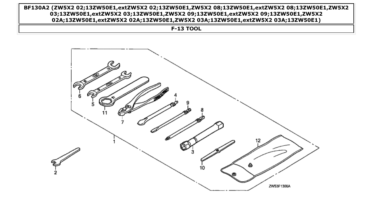bf130a2 – section F-13 TOOL parts diagram