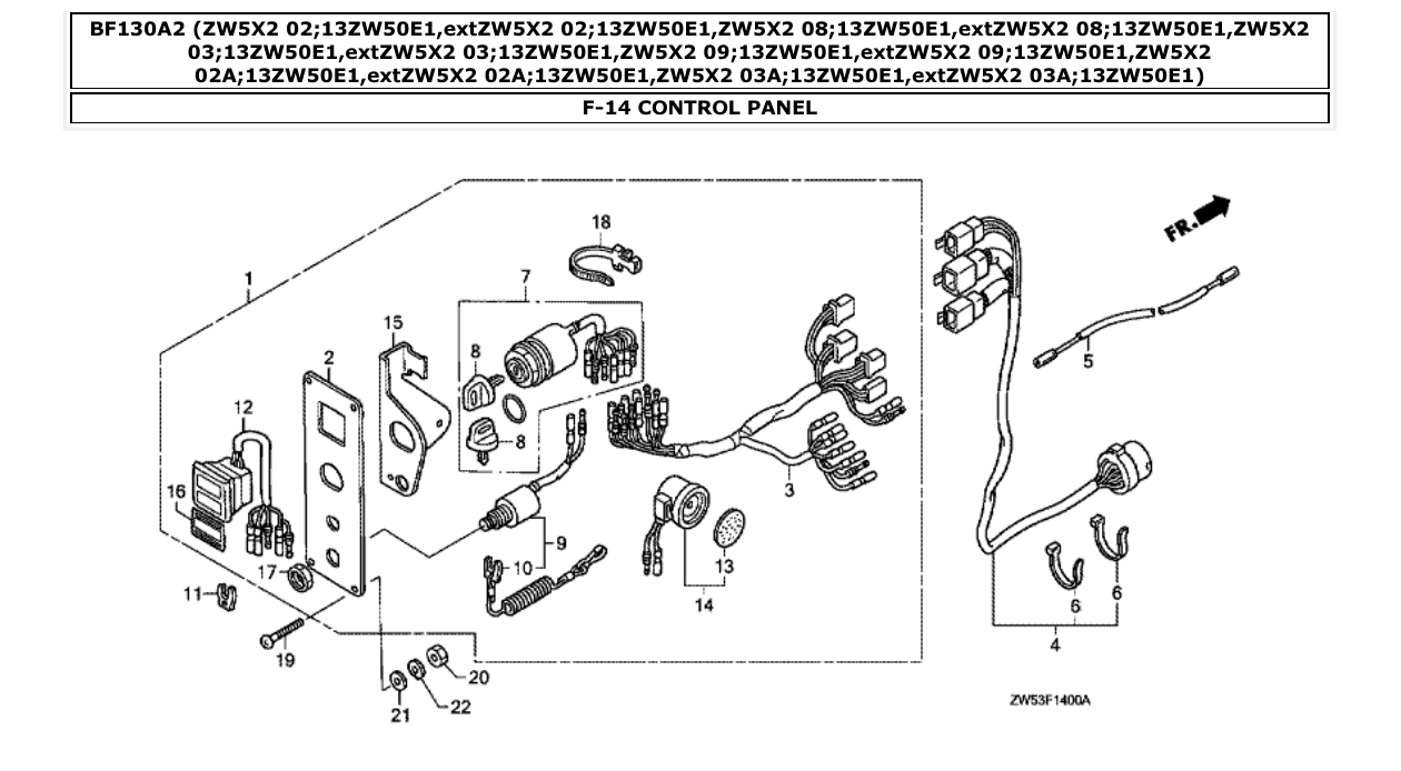 Fig. F-14 – CONTROL PANEL diagram