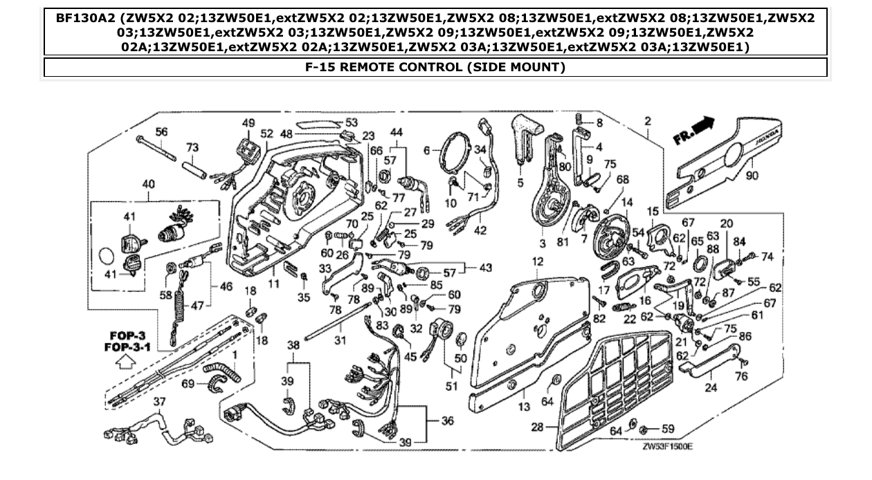 bf130a2 – section F-15 REMOTE CONTROL (SIDE MOUNT) parts diagram