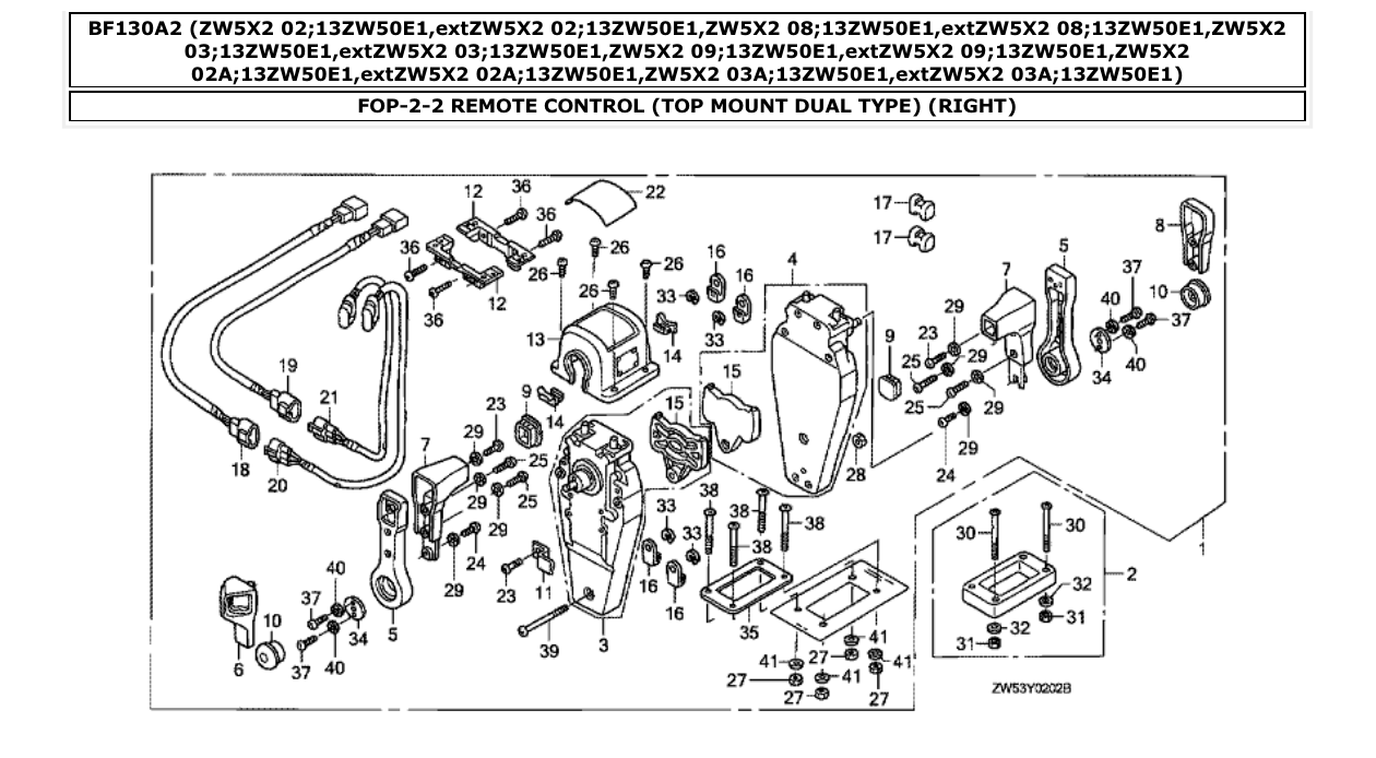 Fig. FOP-2-2 – REMOTE CONTROL (TOP MOUNT DUAL TYPE) (RIGHT) diagram