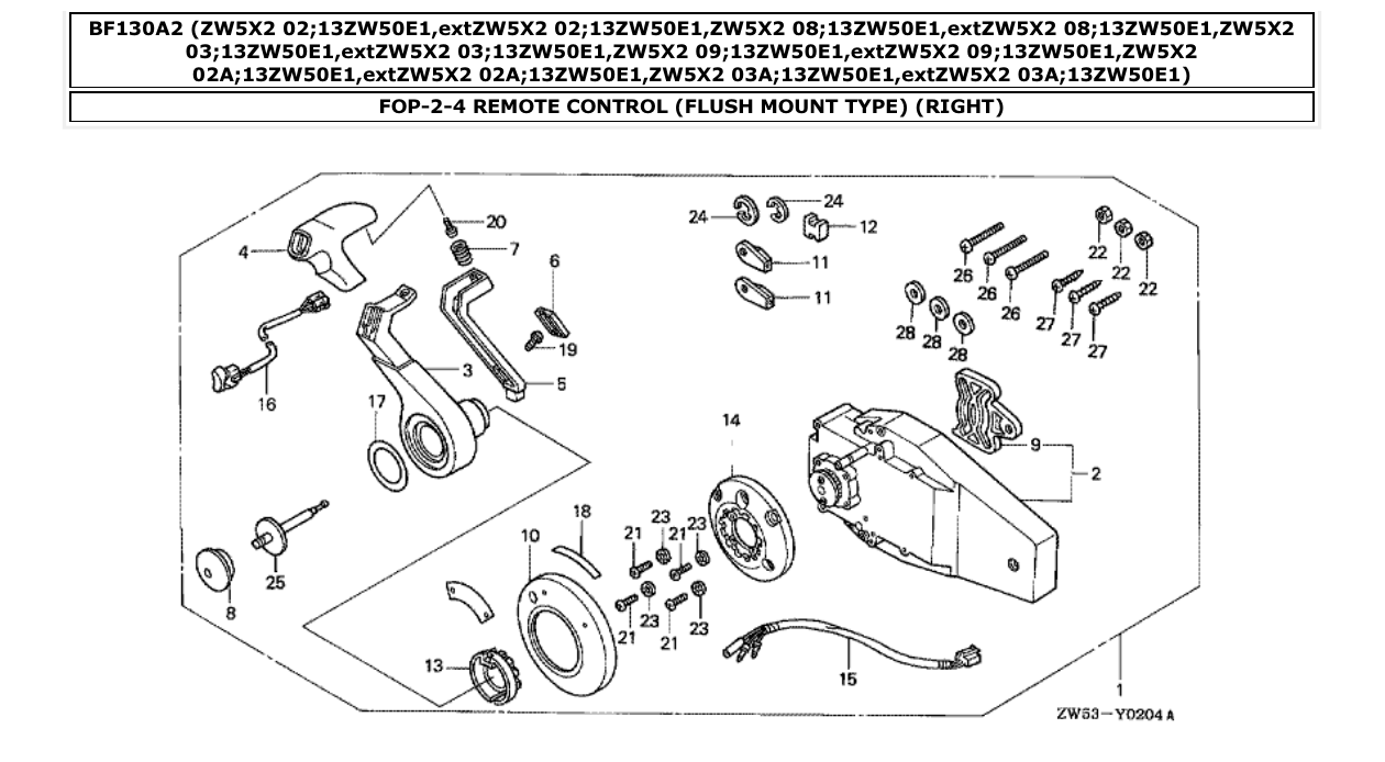Fig. FOP-2-4 – REMOTE CONTROL (FLUSH MOUNT TYPE) (RIGHT) diagram