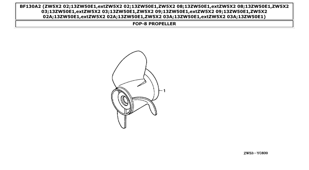 bf130a2 – section FOP-8 PROPELLER parts diagram