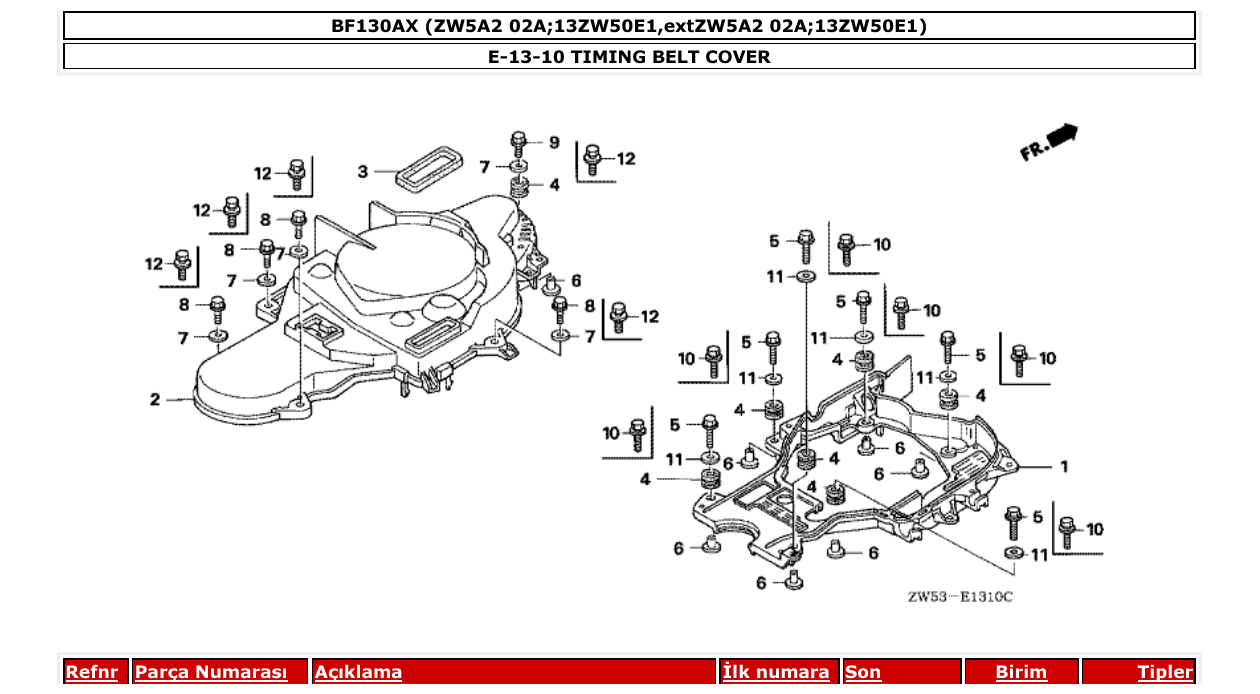 Fig. E-13-10 – TIMING BELT COVER diagram