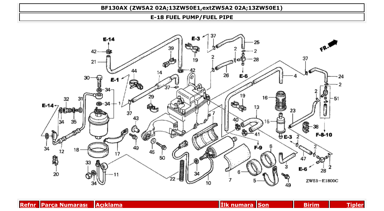 Fig. E-18 – FUEL PUMP/FUEL PIPE diagram