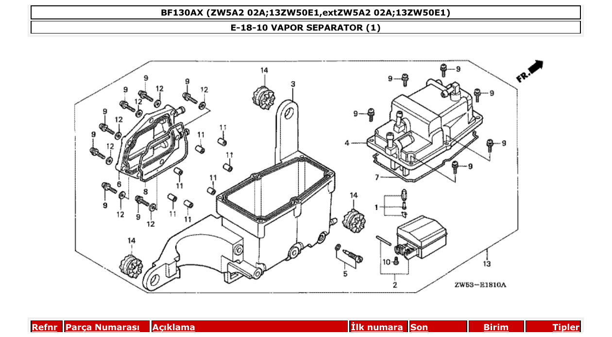 Fig. E-18-10 – VAPOR SEPARATOR (1) diagram