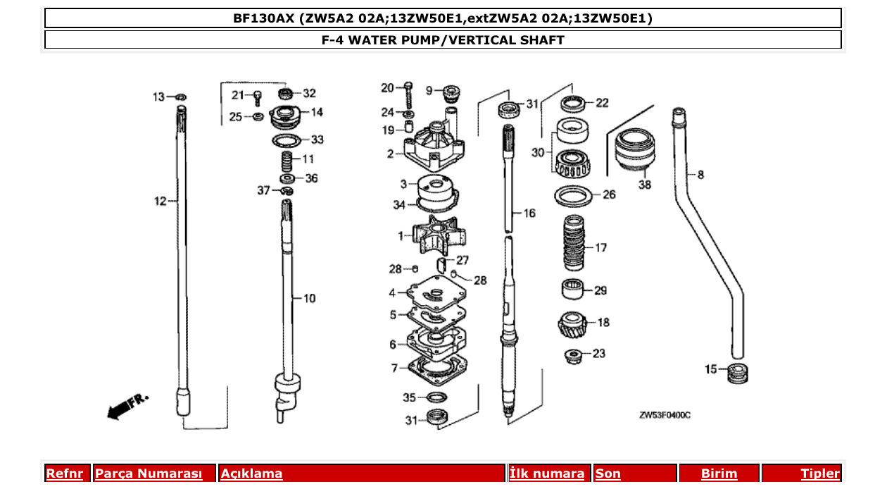 Fig. F-4 – WATER PUMP/VERTICAL SHAFT diagram