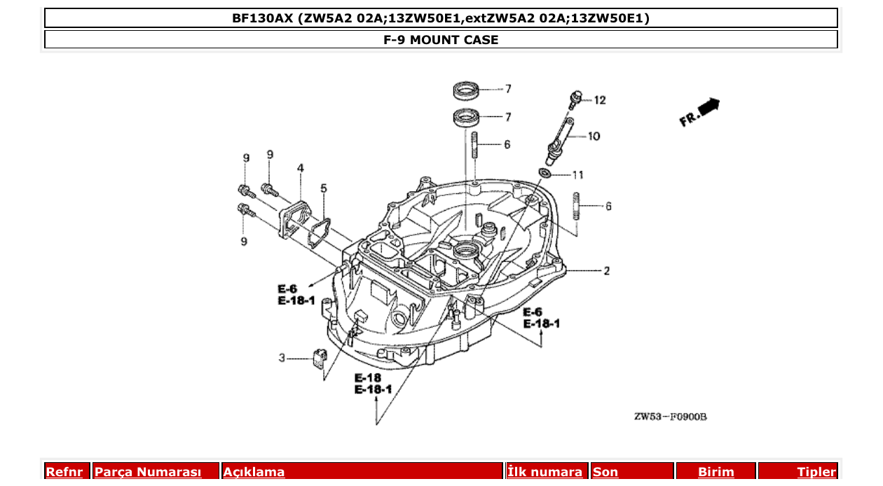 bf130ax – section F-9 MOUNT CASE parts diagram