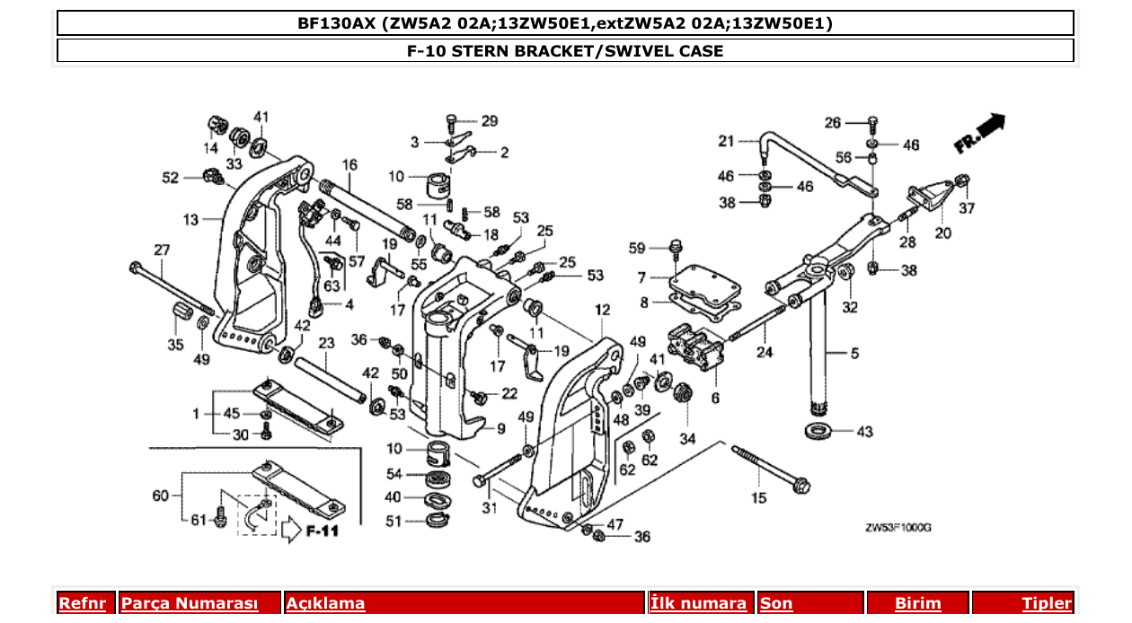 Fig. F-10 – STERN BRACKET/SWIVEL CASE diagram