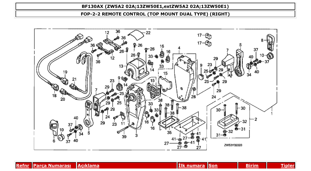 Fig. FOP-2-2 – REMOTE CONTROL (TOP MOUNT DUAL TYPE) (RIGHT) diagram