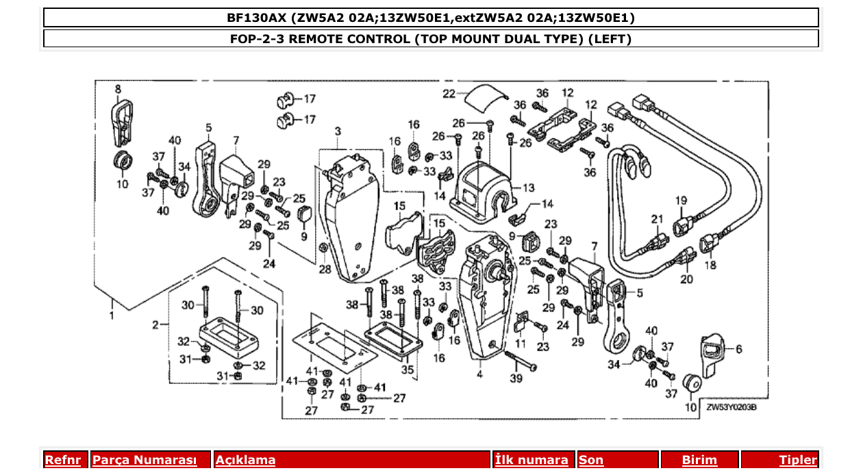 Fig. FOP-2-3 – REMOTE CONTROL (TOP MOUNT DUAL TYPE) (LEFT) diagram