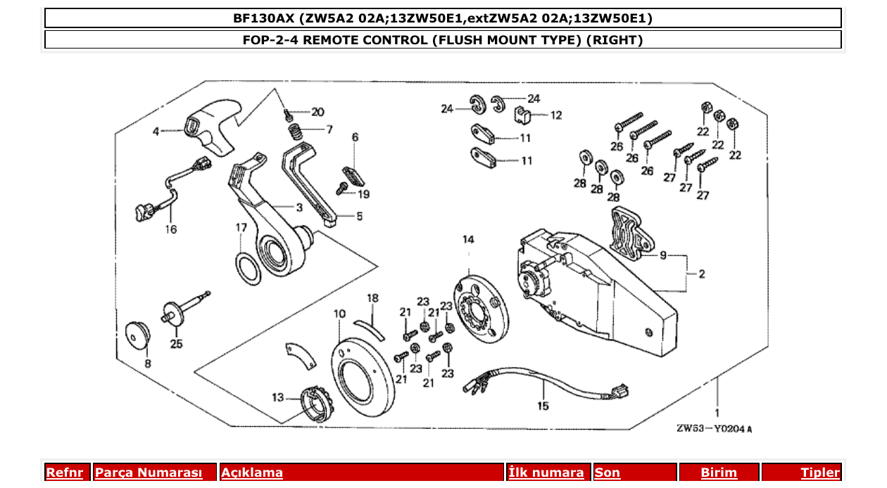 Fig. FOP-2-4 – REMOTE CONTROL (FLUSH MOUNT TYPE) (RIGHT) diagram