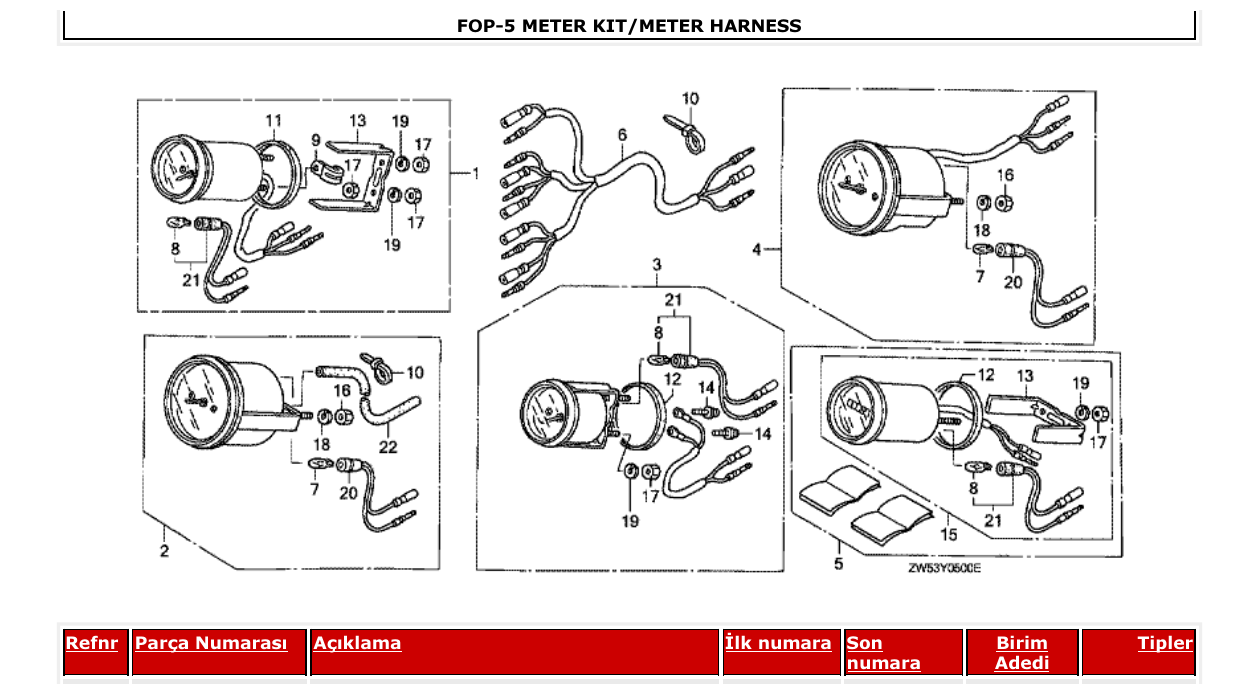 Fig. FOP-5 – METER KIT/METER HARNESS diagram