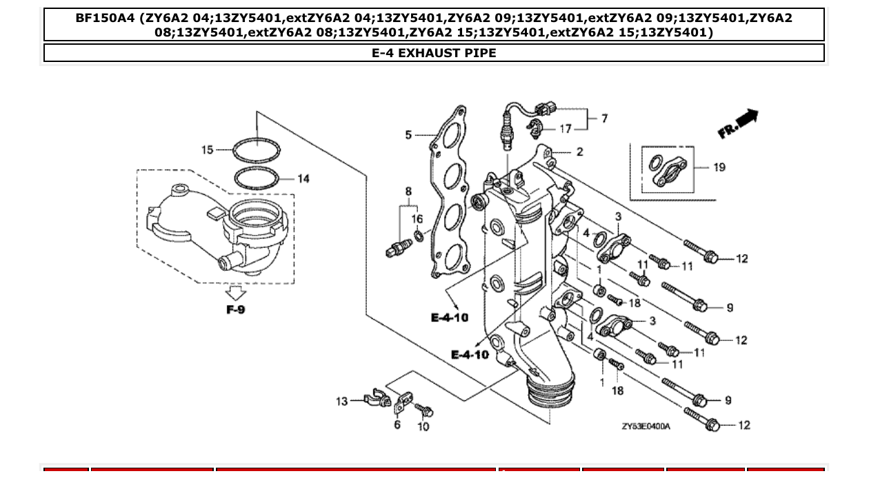 bf150a4 – section E-4 EXHAUST PIPE parts diagram