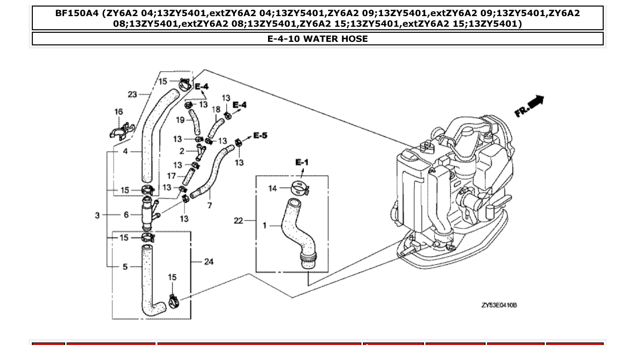 bf150a4 – section E-4-10 WATER HOSE parts diagram