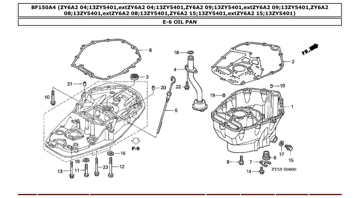 bf150a4 – section E-6 OIL PAN parts diagram