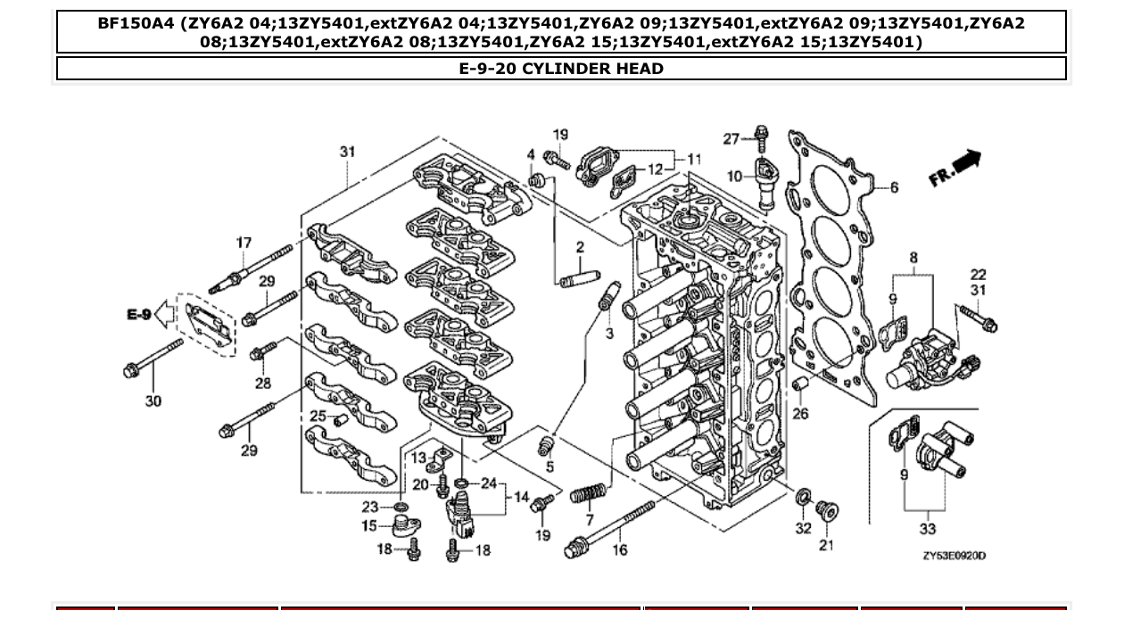 bf150a4 – section E-9-20 CYLINDER HEAD parts diagram