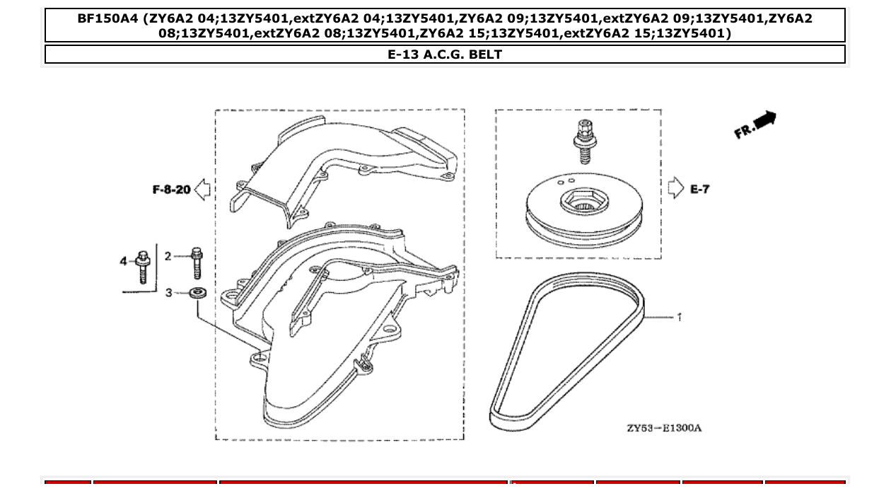 bf150a4 – section E-13 A.C.G. BELT parts diagram