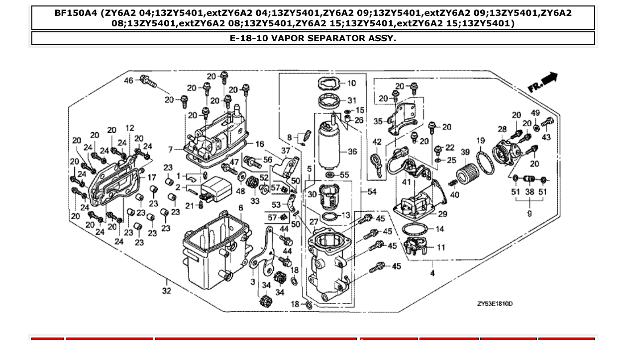 bf150a4 – section E-18-10 VAPOR SEPARATOR ASSY. parts diagram