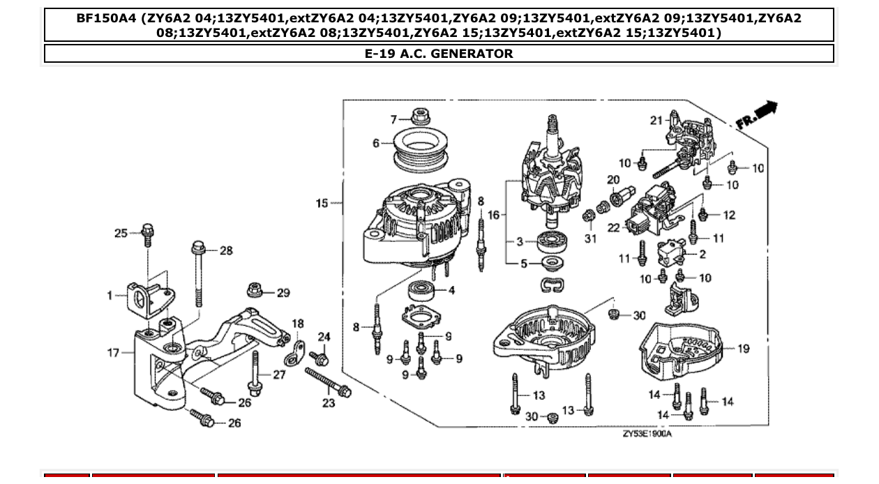 bf150a4 – section E-19 A.C. GENERATOR parts diagram