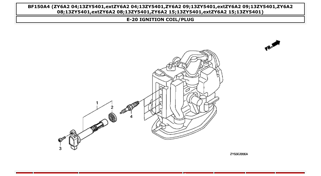 bf150a4 – section E-20 IGNITION COIL/PLUG parts diagram